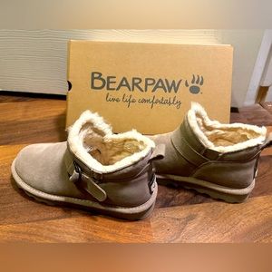 BearPaw Tan Ankle Boots with Cream Lining